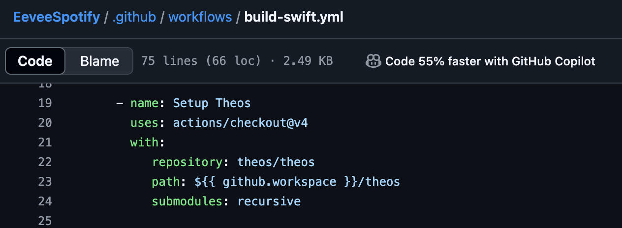 Theos in EeveeSpotify build
